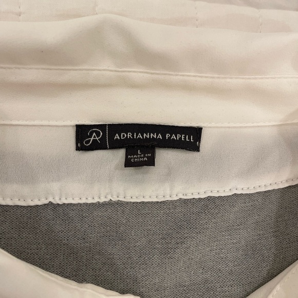 Adrianna Papell Gray V-Neck Sweater Vest with White Shirt - Picture 7 of 9